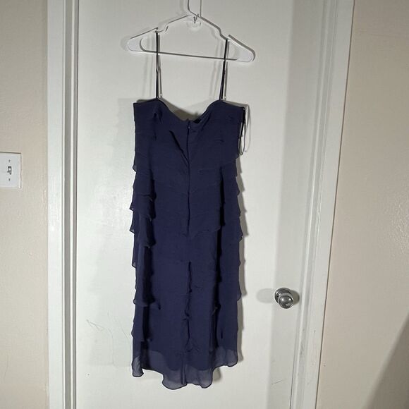 Tadashi Vintage Womens Tiered Ruffle Slip Evening Gown Black Size 14 100% Silk - Picture 2 of 9